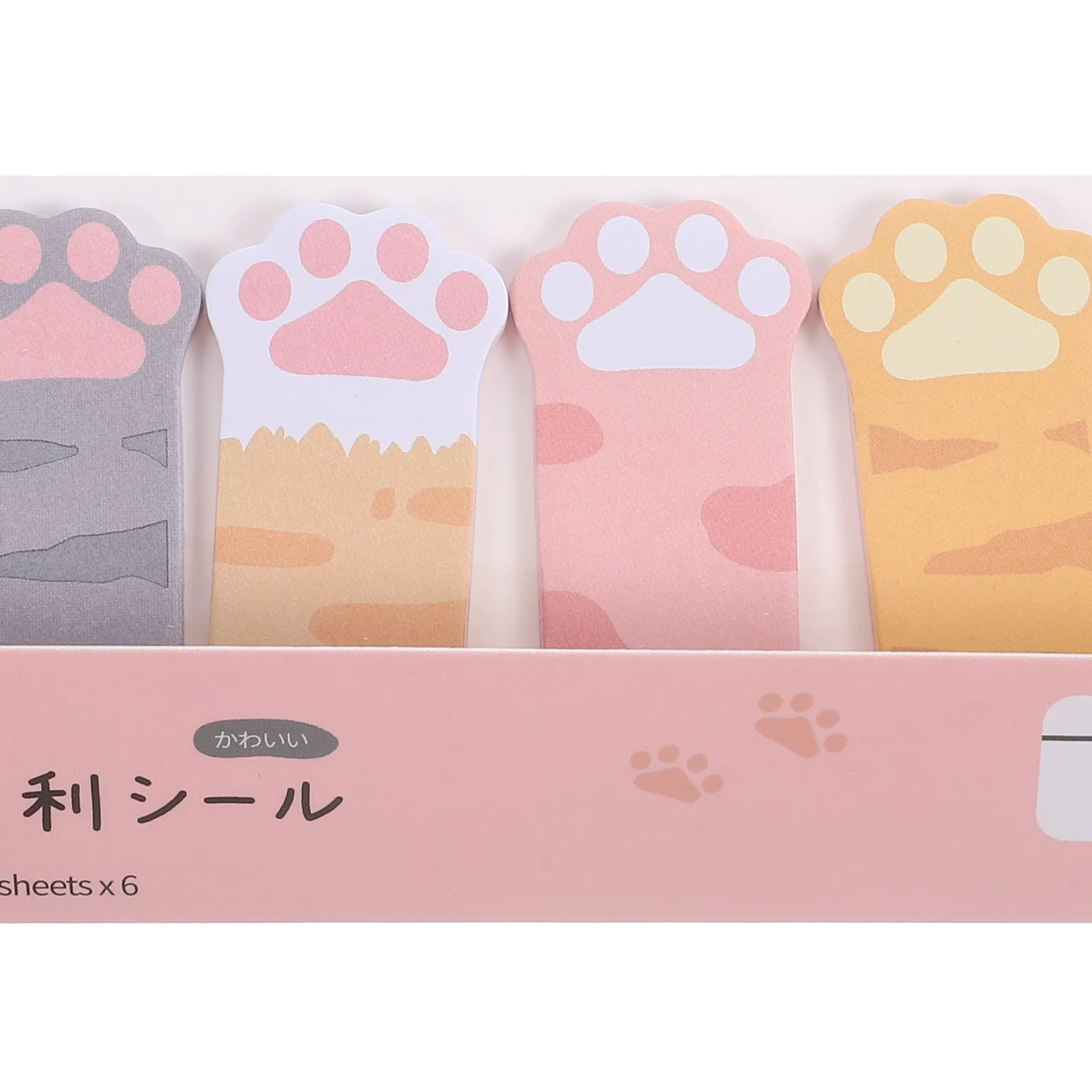 6Sets Cat Paw Memo Pads Kawaii Multi-Function Page Tabs Compact Book Markers Student Stationery Portable