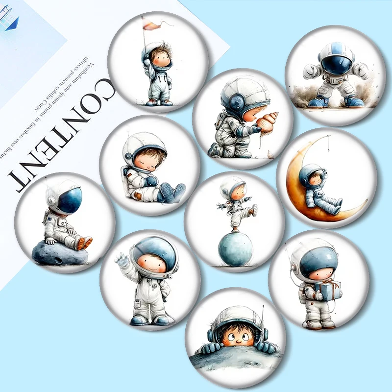 Retro astronaut  12/18/20/25mm glass cabochon  bracelet pendant rings for jewelry demo earrings back Making findings