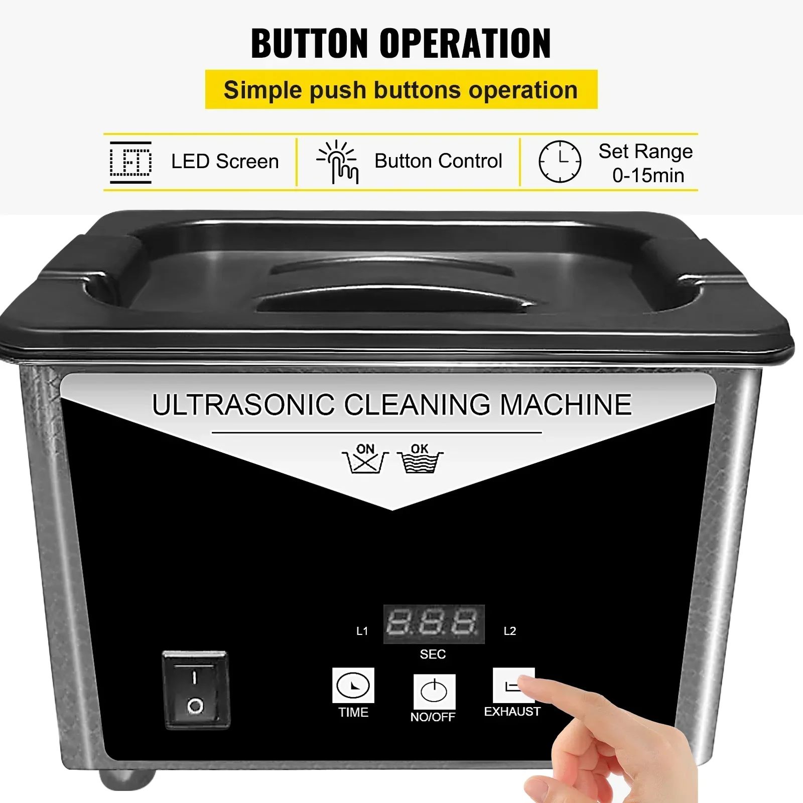 SIHAO Ultrasonic Cleaner Stainless Steel Jewelry Glasses Washing Machine Home Appliance for Deep Cleaning - view 2