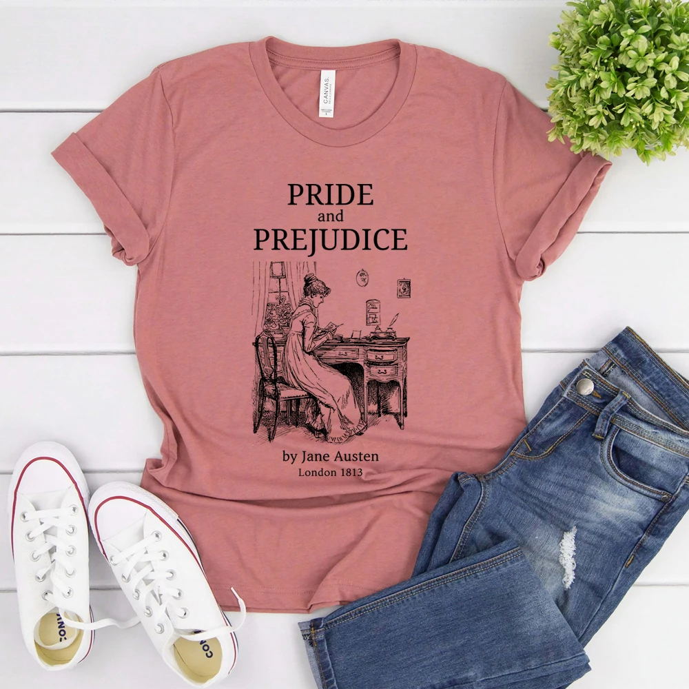 Vintage Pride and Prejudice Shirt Jane Austen T-shirt Mr Darcy Literary Book Lover Tee Retro Aesthetic Shirts Bookish Fans Gift
