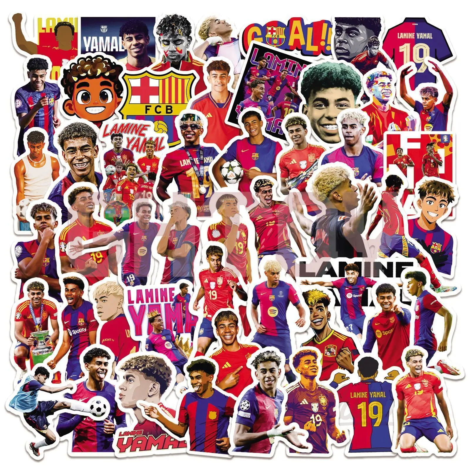 50Pcs Lamine Yamal Football Stickers Soccer Star Waterproof Decals for Car Laptop Phone Water Bottle Notebook Journal DIY Decor