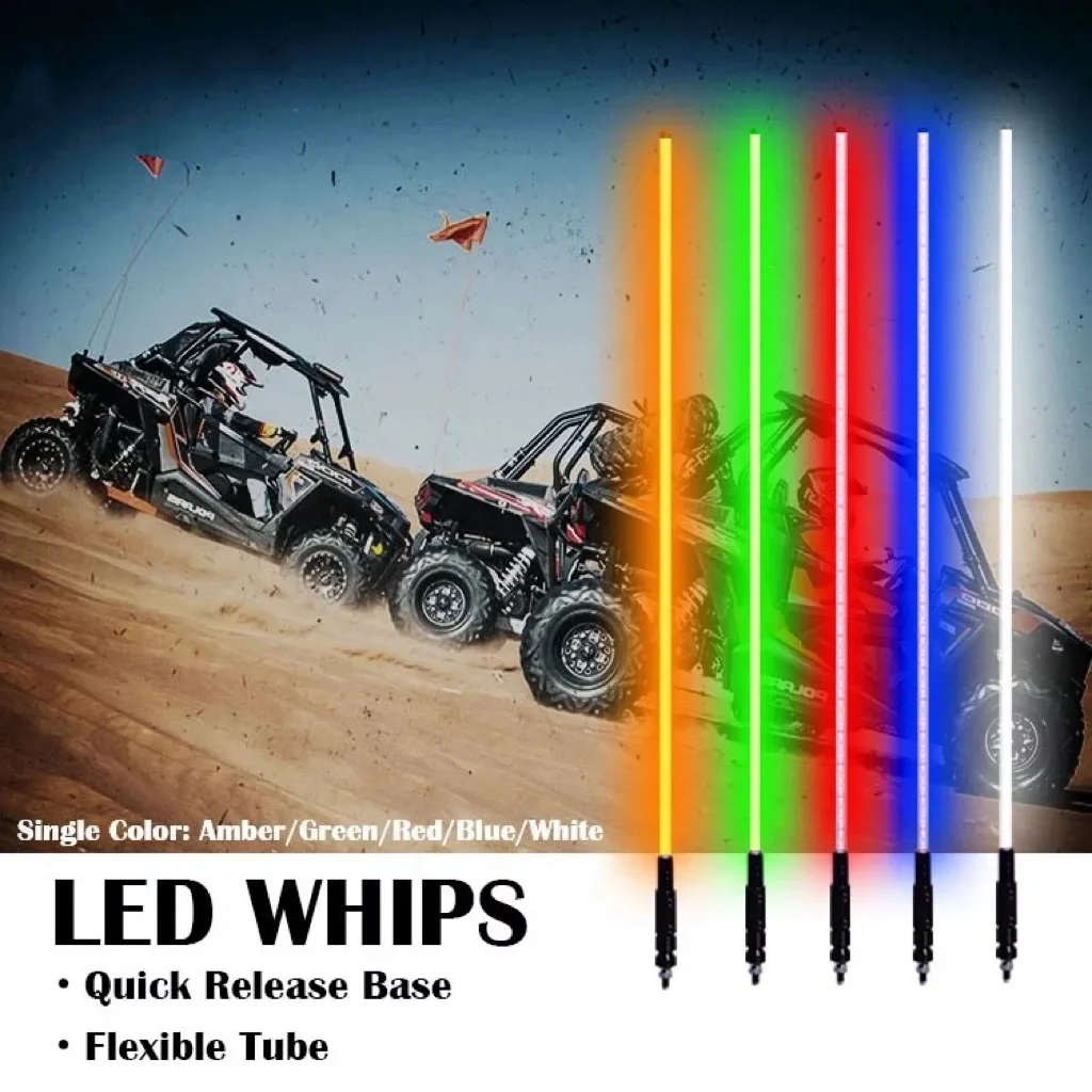 

3FT 4FT 5FT 6FT Chasing LED Blue-Tooth Flag Antenna for ATV UTV Truck Light RGB LED Whip Lights