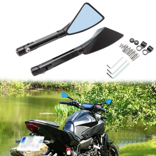 Imagen 1 del producto Espejos retrovisores universales CNC de 7/8 pulgadas para motocicleta, espejo lateral triangular negro para motocicleta, para deporte callejero, moto de cross, Scooter
