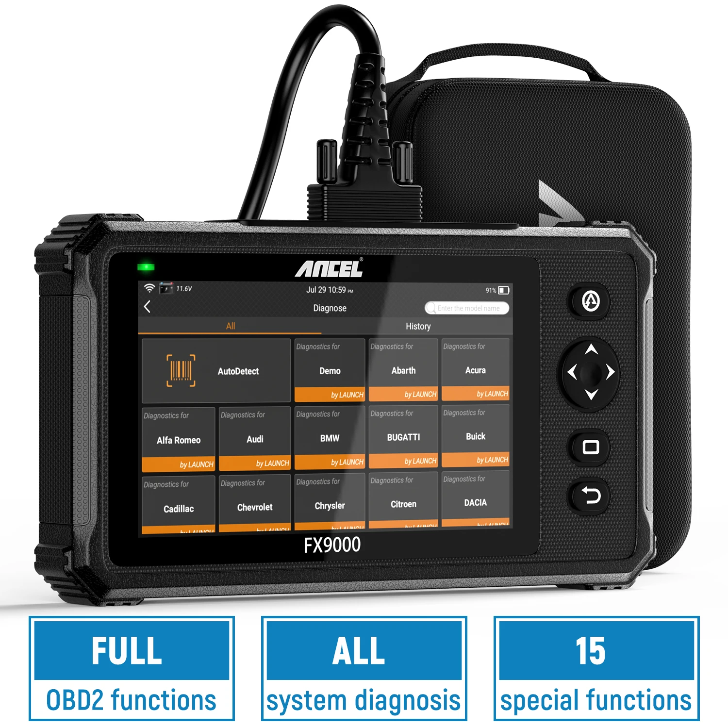 ANCEL FX9000 Automotive OBD2 Scanner Full System Car Diagnostic Tool TPMS DPF IMMO Oil Reset EPB OBD2 Function 2Year Free Update