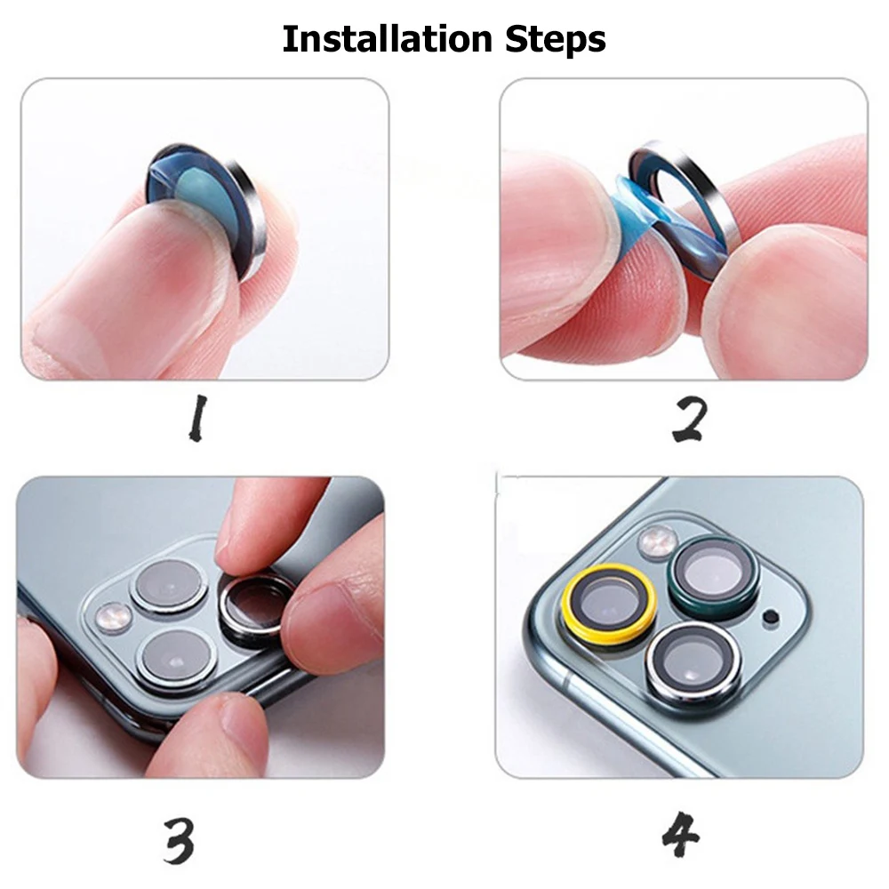 Anti-drop Luminous Ceramic Camera Lens Protector For Apple iPhone 17Air 16 15 14 13 12 Pro Max Plus Anti-scratch Phone Lens Film view 6