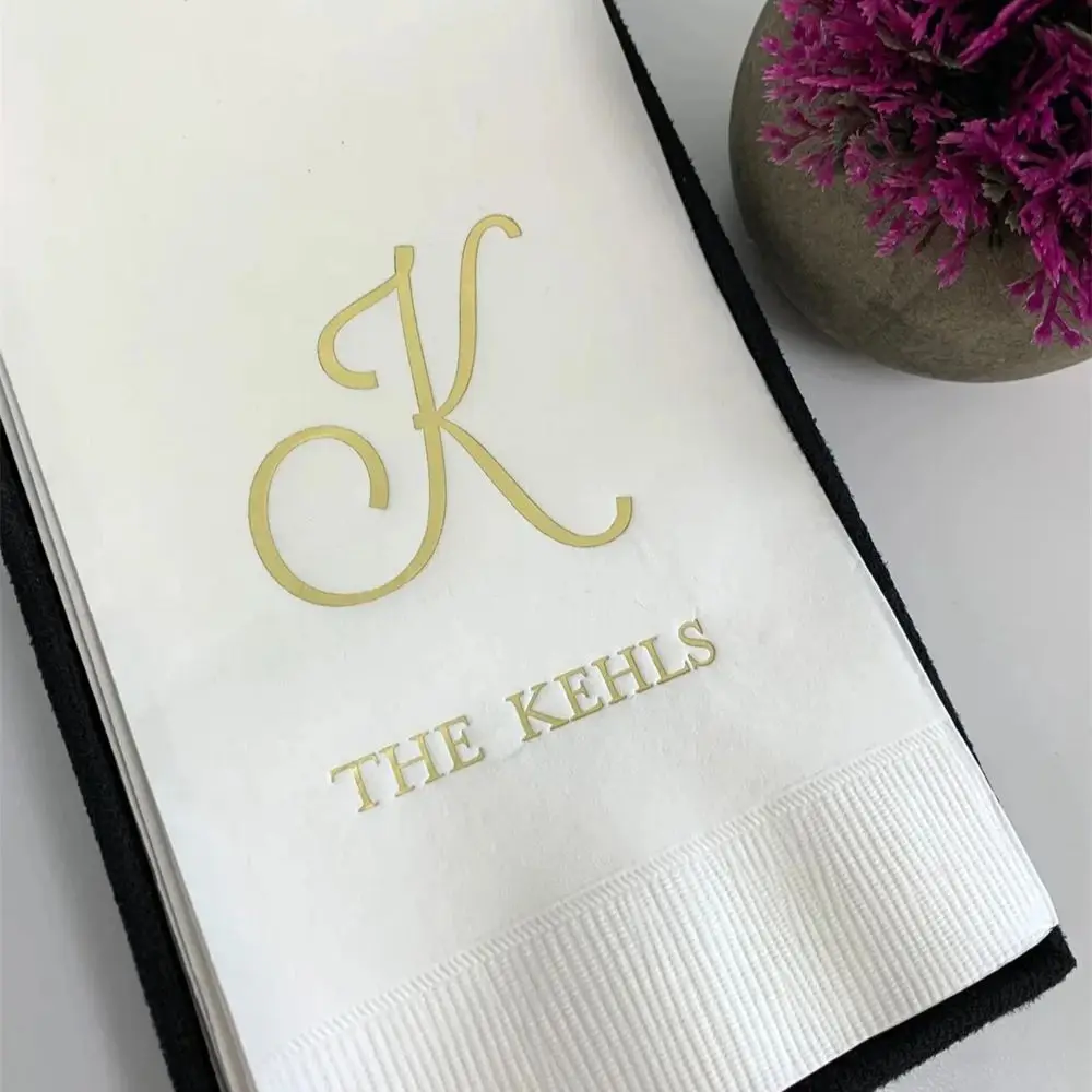 

50 Personalized Guest Towels Dinner Napkins Wedding Hostess Gift Monogram Monogrammed Custom Printed Paper Hand Towels