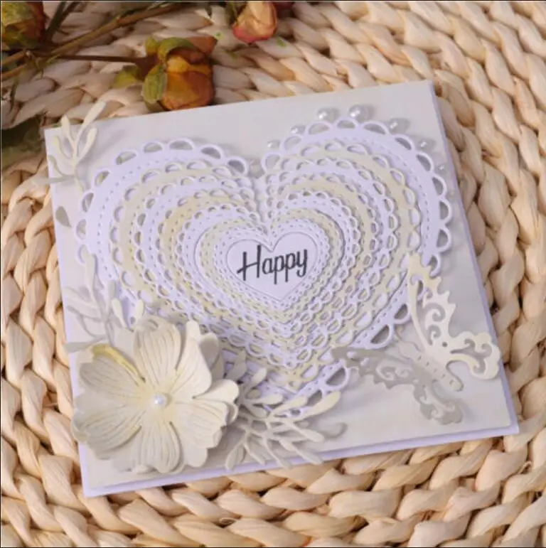 Love Heart flower lace metal cutting dies cut die mold Scrapbook paper craft knife mould blade punch Embossing stencils