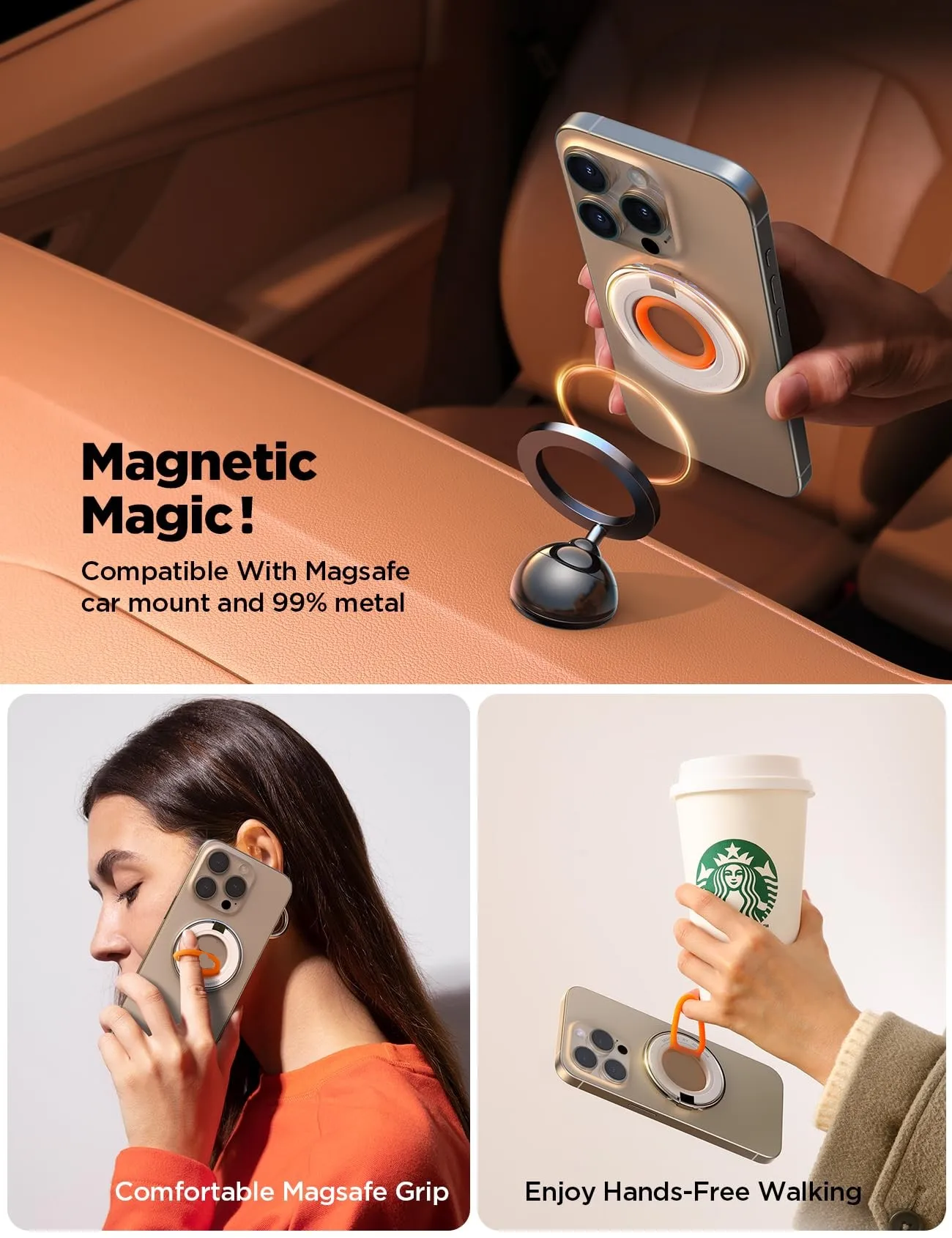 สำหรับ MagSafe ที่ยึดจับโทรศัพท์ขาตั้งห่วงยึดโทรศัพท์แม่เหล็กสำหรับ MagSafe แหวนโทรศัพท์กล้องสแน็ปสำหรับ iPhone 15 14 13