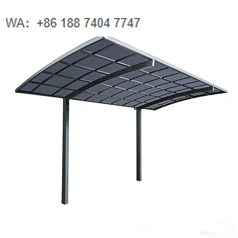 

Алюминиевый навес-гараж с кровлей из поликарбонатных листов, устойчивый к сильному ветру и снегу