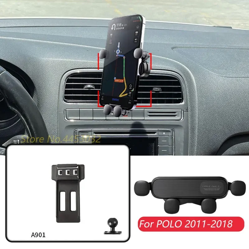 

Для Volkswagen POLO 2011-2018 автомобильный держатель для сотового телефона, регулируемый вентиляционный отверстие, гравитационный навигационный кронштейн, горизонтальные аксессуары