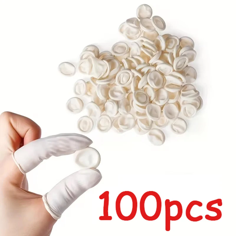 

100 disposable finger cots, rubber gloves, non-slip, anti-static latex finger cots, fingertip protectors, finger and thumb cots.