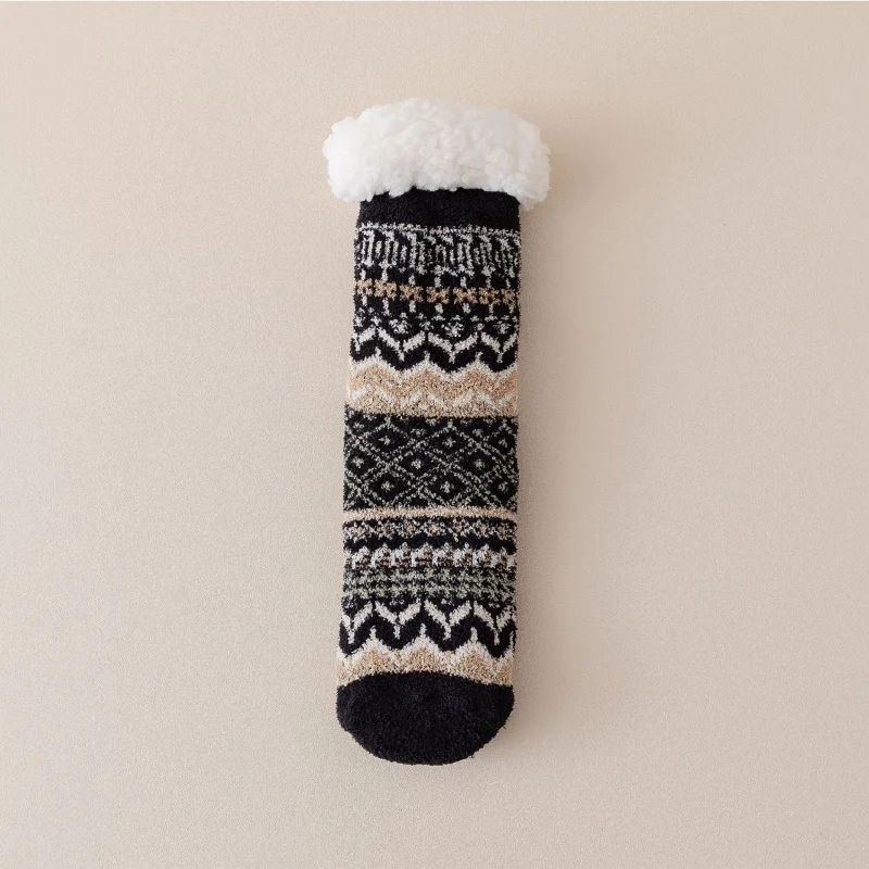 Women's Sherpa Fleece Floor Socks, Thickened Plush Thermal Socks for Fall & Winter