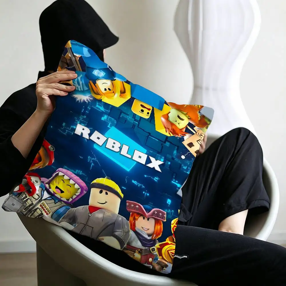 Hot Game R-Robloxs-X Coole Kissenbezüge, Cartoon-Sofa, dekorativ, für Zuhause, doppelseitiger Druck, kurzer Plüsch, niedlicher Kissenbezug – Detail 5