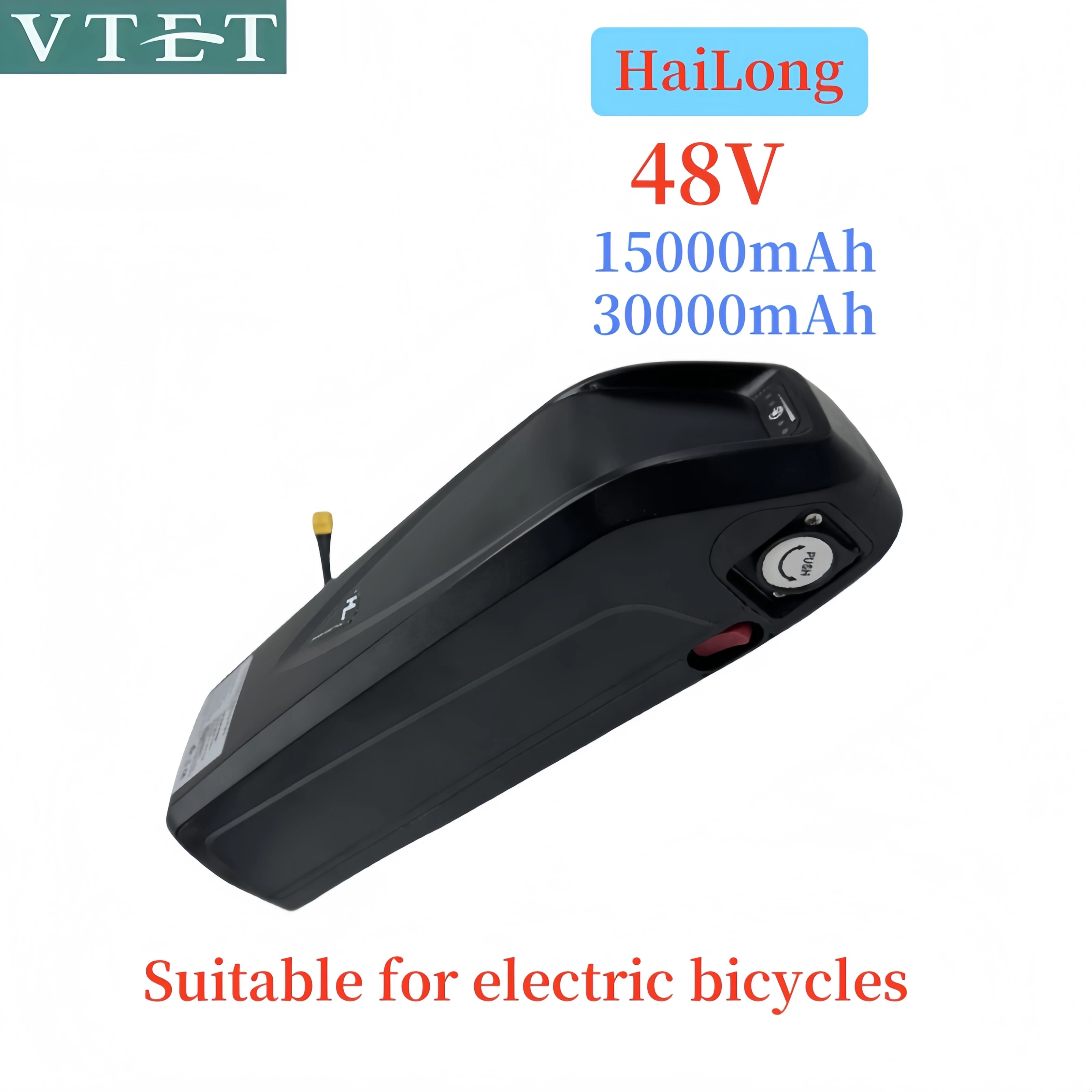 

VTET NEW 2025 48V 15AH/30Ah Hailong Battery with BMS Suitable for 350W500W750W1000W Electric Mountain Bike XT60 Long Range DIY