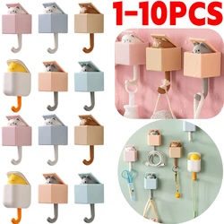 Cartoon Cat Hook Self Adhesive Wall Hook Door Hangers Hook Cat Key Holder Umbrella Towel Cap Wall Coat Rack Wall Hanging Decor