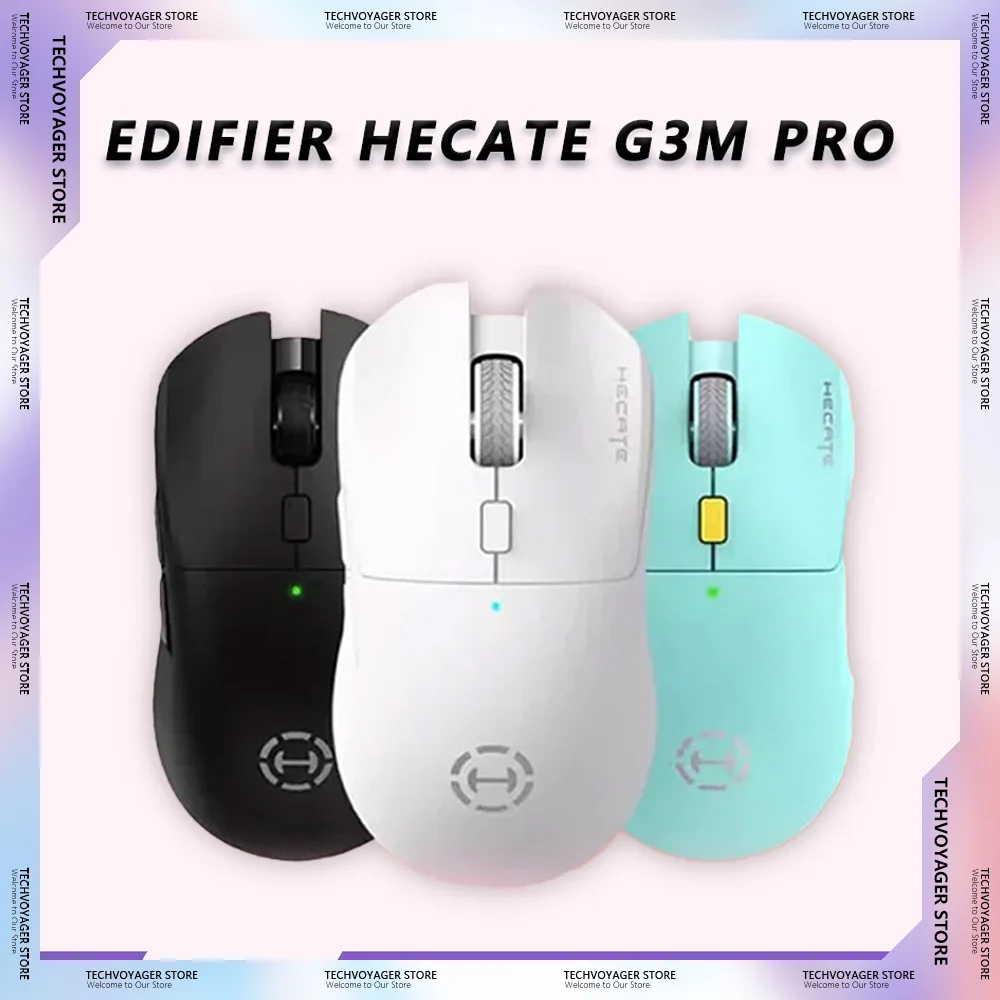 

Игровая мышь Edifier Hecate G3m Pro PAW3395, эргономичная, легкая, беспроводная, Bluetooth, трехрежимная, индивидуальная мышь для ПК, киберспорта