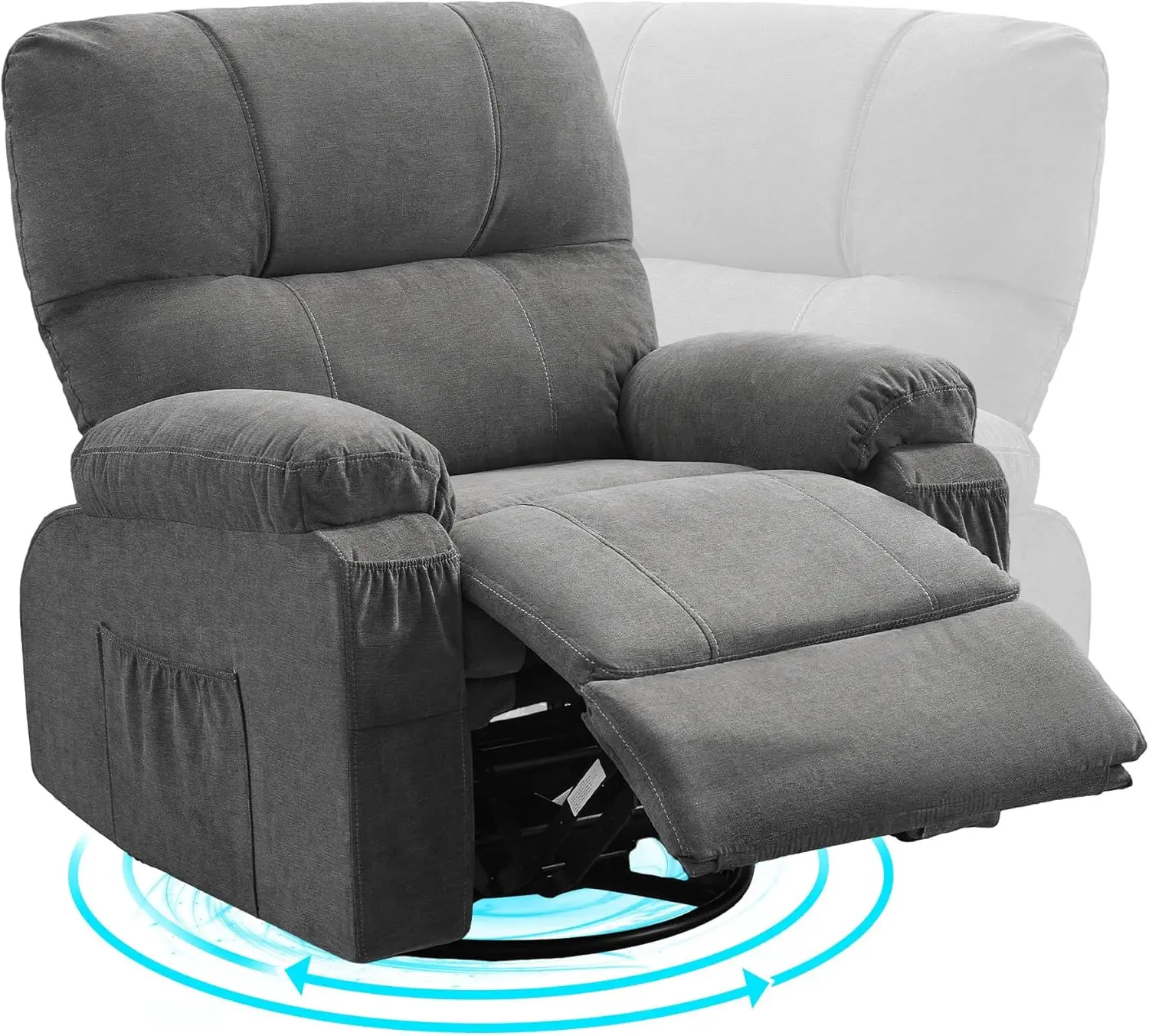 Swivel Rocker Recliner Chair, Ergonomic Lounge Chair For Living Room, Recliner Single Sofa Seat For Adults With Rocking