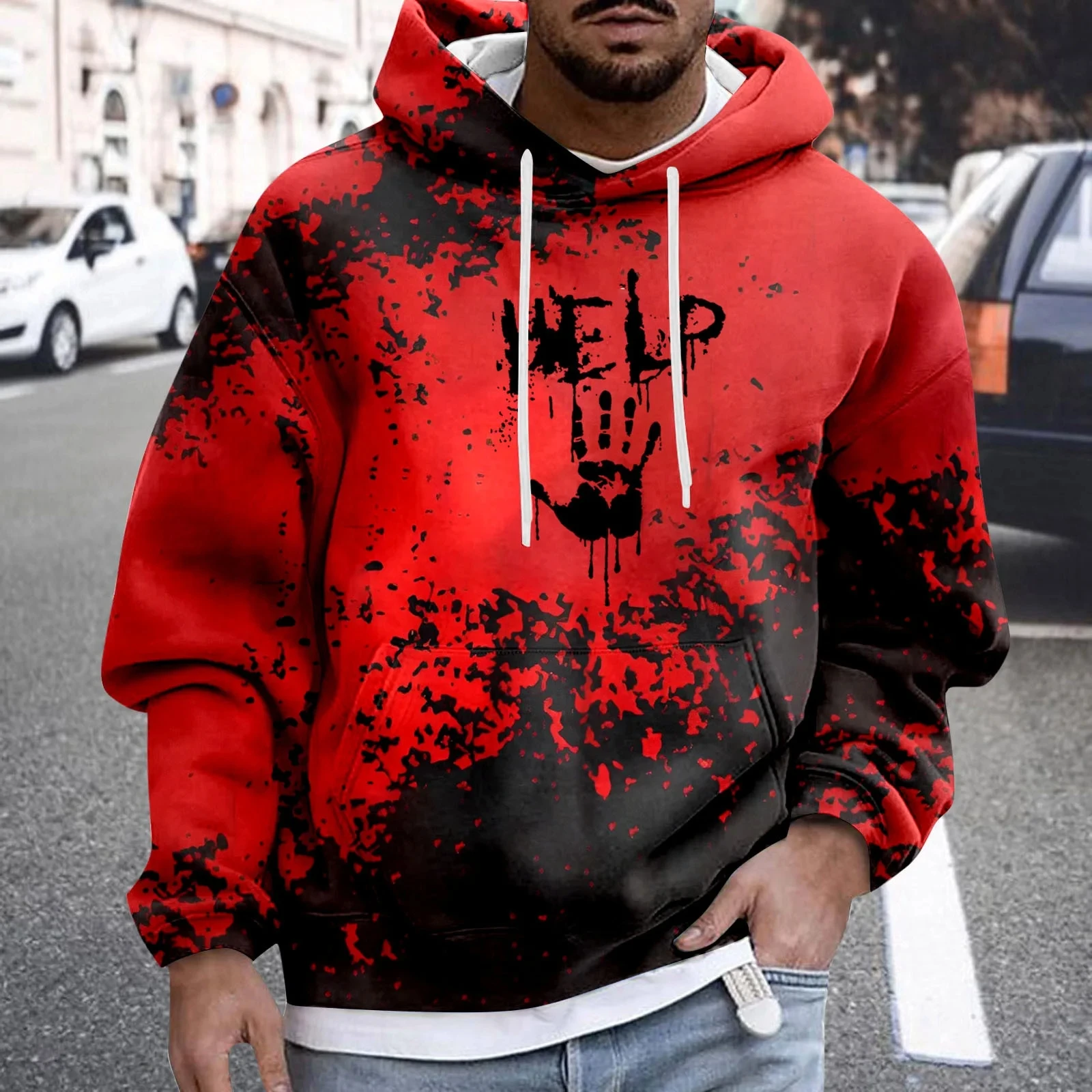 

Halloween 3D Bloody Palm Print Hoodies For Men Gothic Horror Long Sleeve Creative Design Clothing Funny Fashion Cool Sweatshirts