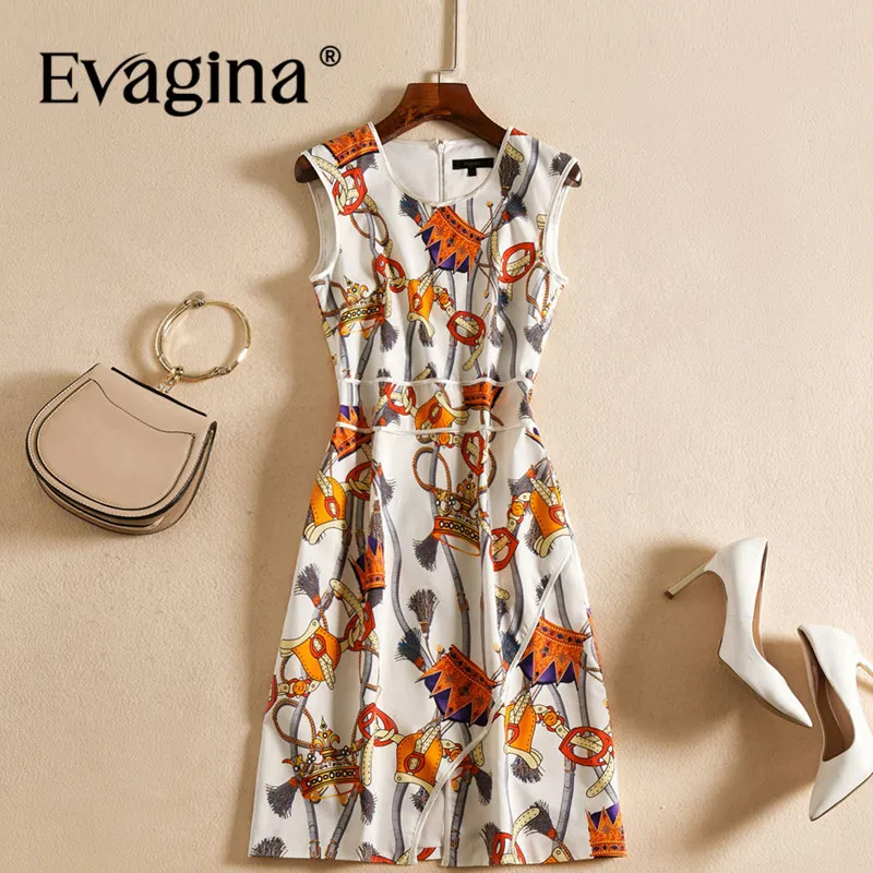 Evagina Striped Print Mini Dress 2024 Spring Summer New Women's Sleeveless Streetwear Holiday S-XXL  A-Line Dresses