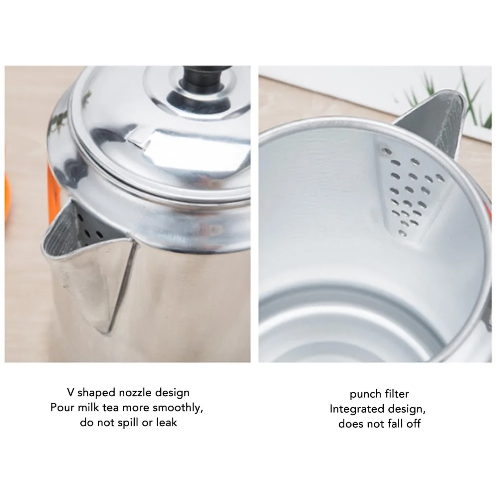 3L Capacity Tea Kettle V Shaped Spout Aluminum Alloy Coffee Kettle With Lid Fast Heat Conduction Coffee Percolator Pot
