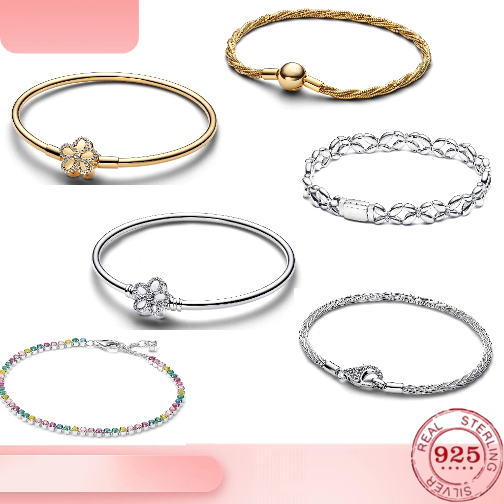 100%925 Pure Silver flower bracelet 2026 new womens Classic fashion versatile jewellery festival commemorative gift first choice