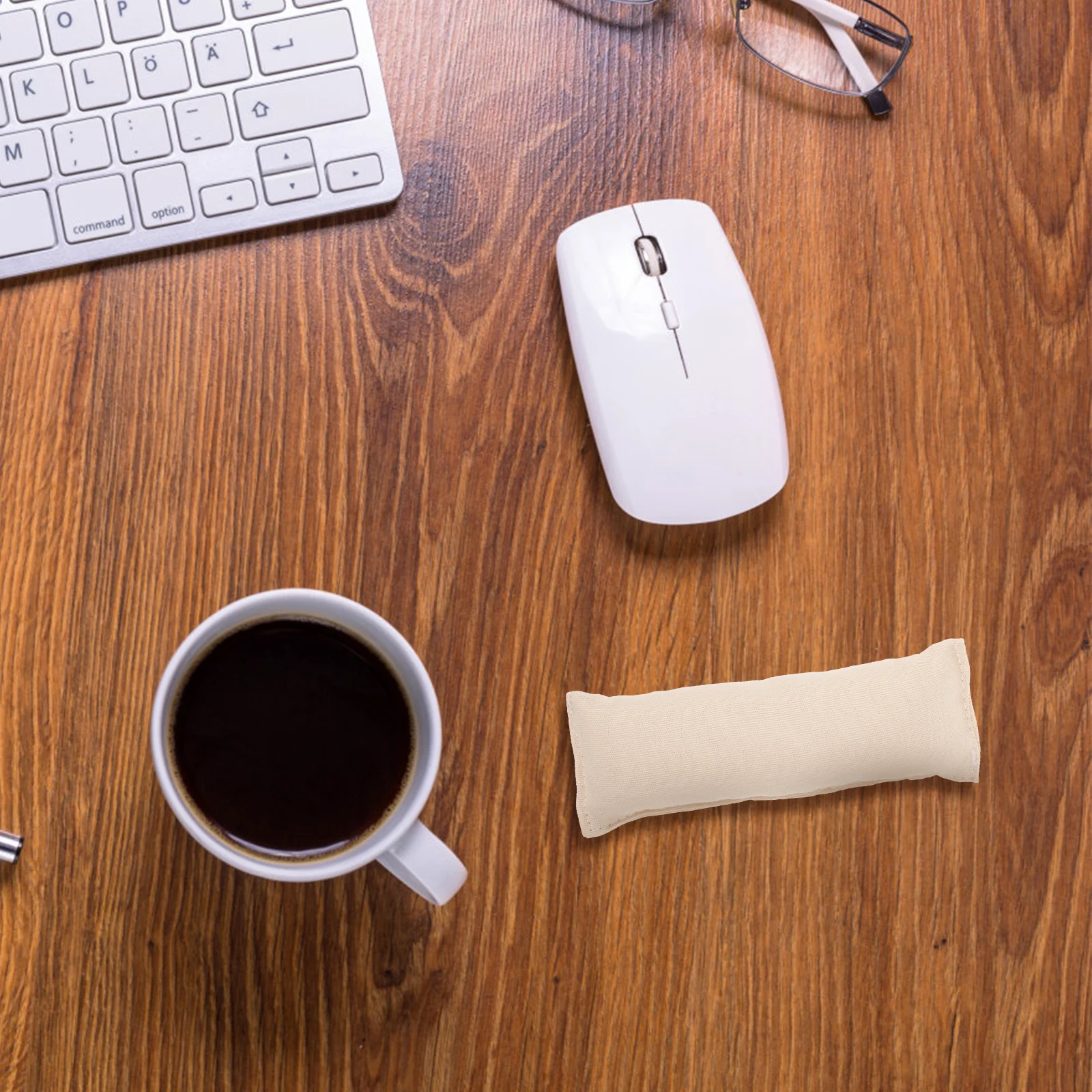 2Pcs Comfortable Hand Elbow Mat Keyboard Pad Cotton Anti-Slip Wrist Support Office Computer Desk 13x5cm Creamy White