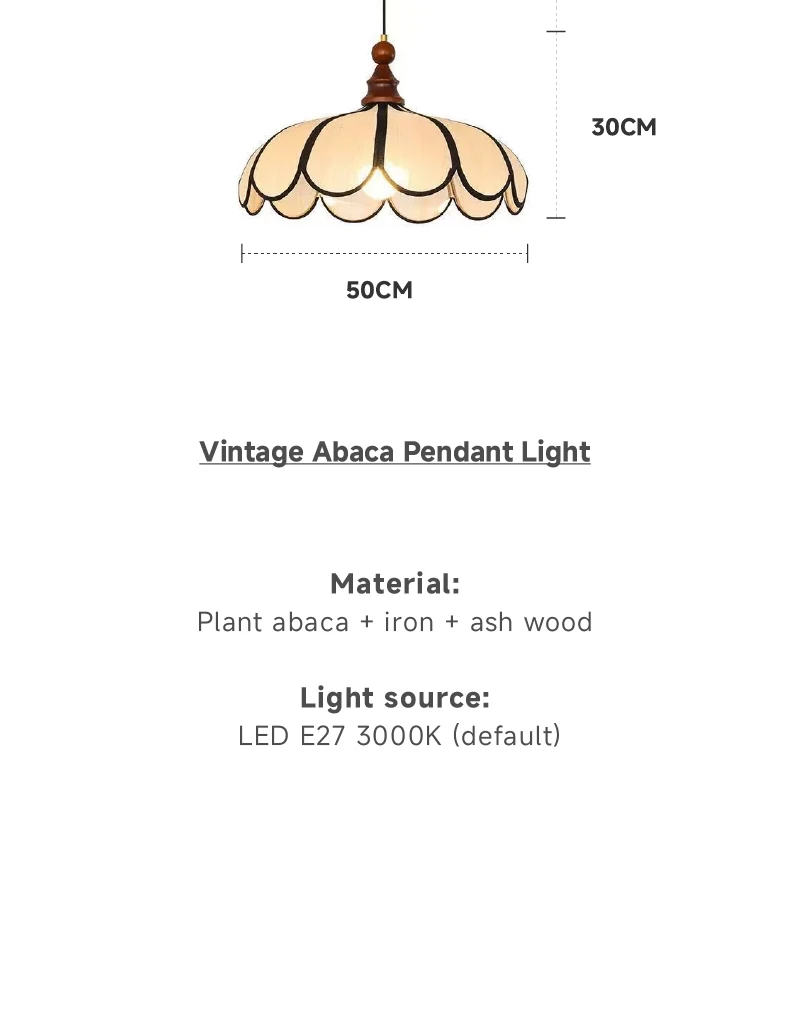 French Retro Abaca Shades E27 LED Pendant Lights Chinese