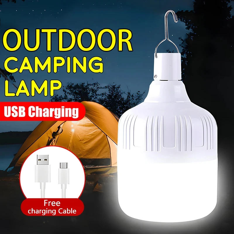 

USB перезаряжаемая лампа, портативная лампа для кемпинга, яркая светодиодная лампа для экстренных ситуаций, освещение, оборудование, лампочка, ночное освещение для рыбалки