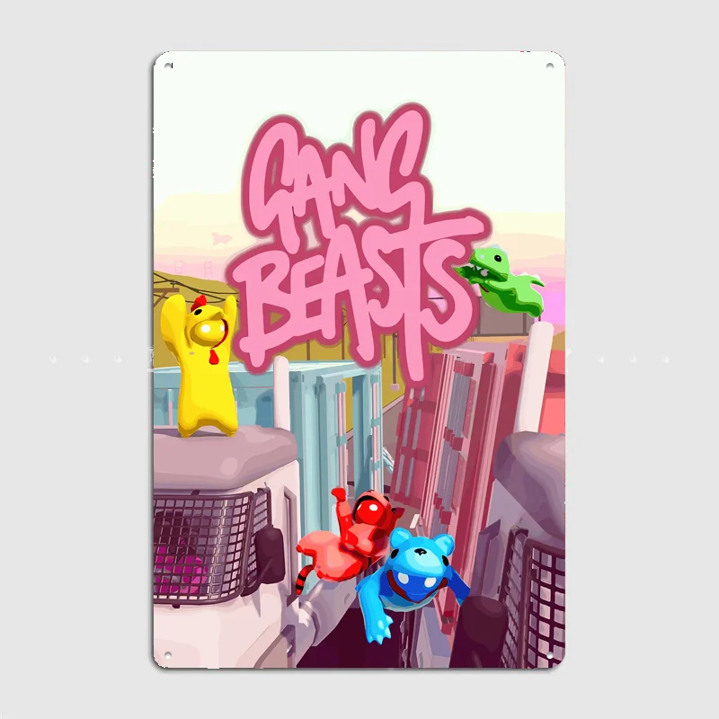Gang Beasts Game Cover Art Poster Metal Sign Bedroom Indoor Outdoor Home Decor Bar Custom Posters Wall Room Decorations