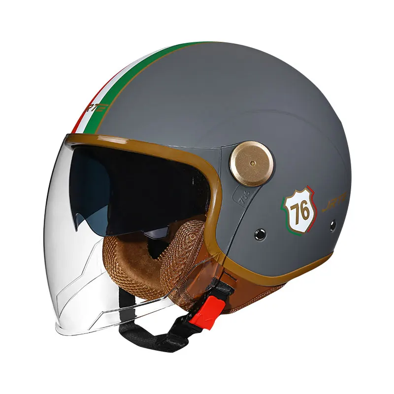 

2025 Hot Sale Open Face Motorcycle Helmets Double Lenes Men Women Electric Bicycle Jet Helmet Daul Visor Open Half Helmet DOT