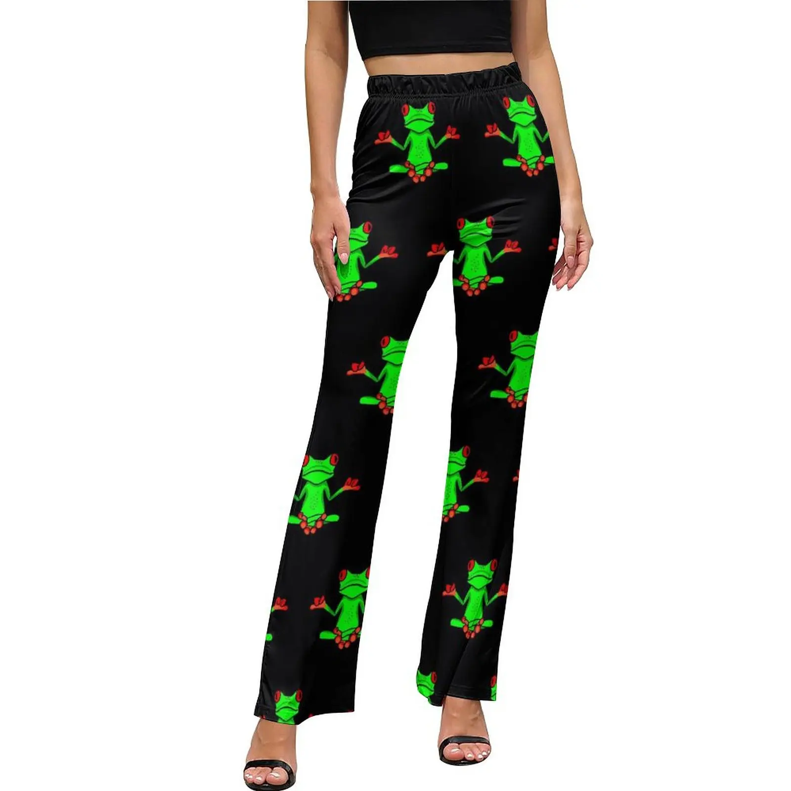 

Zen Tree Frog Pants Cute Animal Elastic Waist Sexy Flare Trousers Daily Custom Harajuku Pants Gift