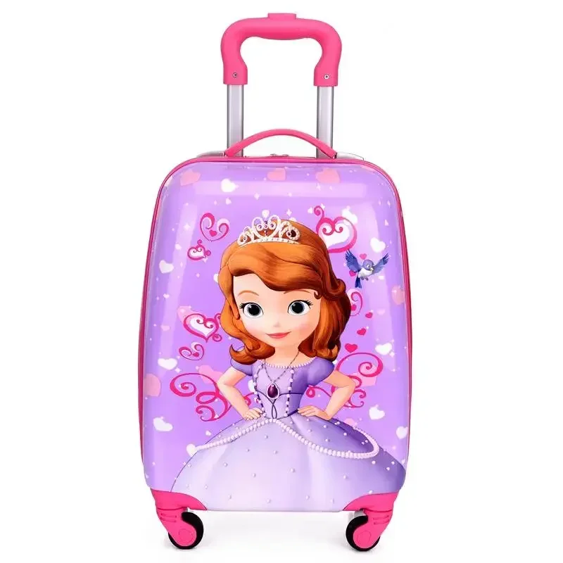 Mala de viagem da disney de 18 polegadas com rodas, bolsa de viagem de desenho animado para crianças, bagagem rolante, bagagem de cabine