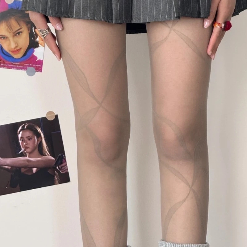 نمط جديد جوارب النساء الصيف رقيقة غير النظامية خطوط شير الجوارب الحلو الباليه نمط Y2K القوطية لوليتا الساخن الفتيات JK جوارب طويلة #3