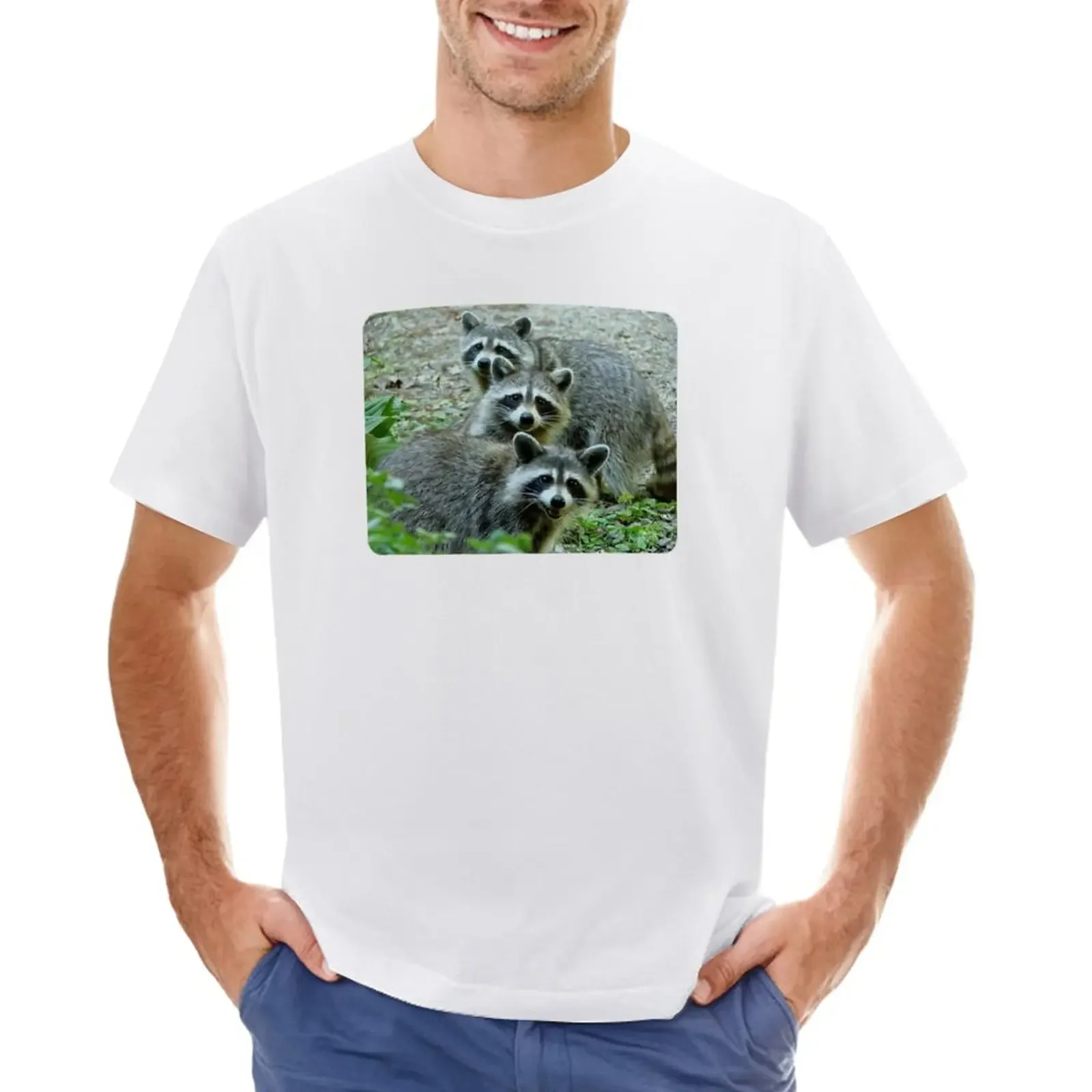 Three Raccoon T-Shirt quick-drying Aesthetic clothing tees vintage clothes Short sleeve tee men