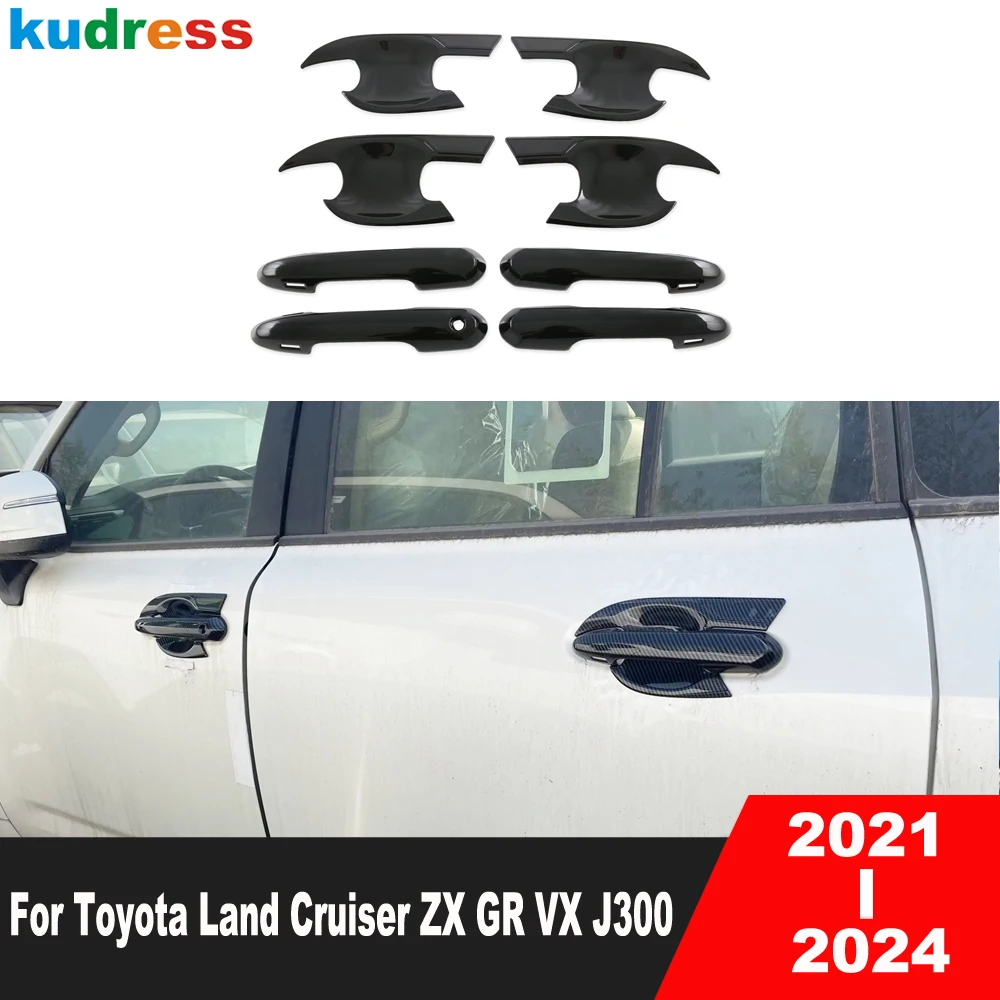 For Toyota Land Cruiser ZX GR VX J300 2021 2022 2023 2024 Carbon Car Door Handle Cover Trim Side Handles Bowl Covers Accessories