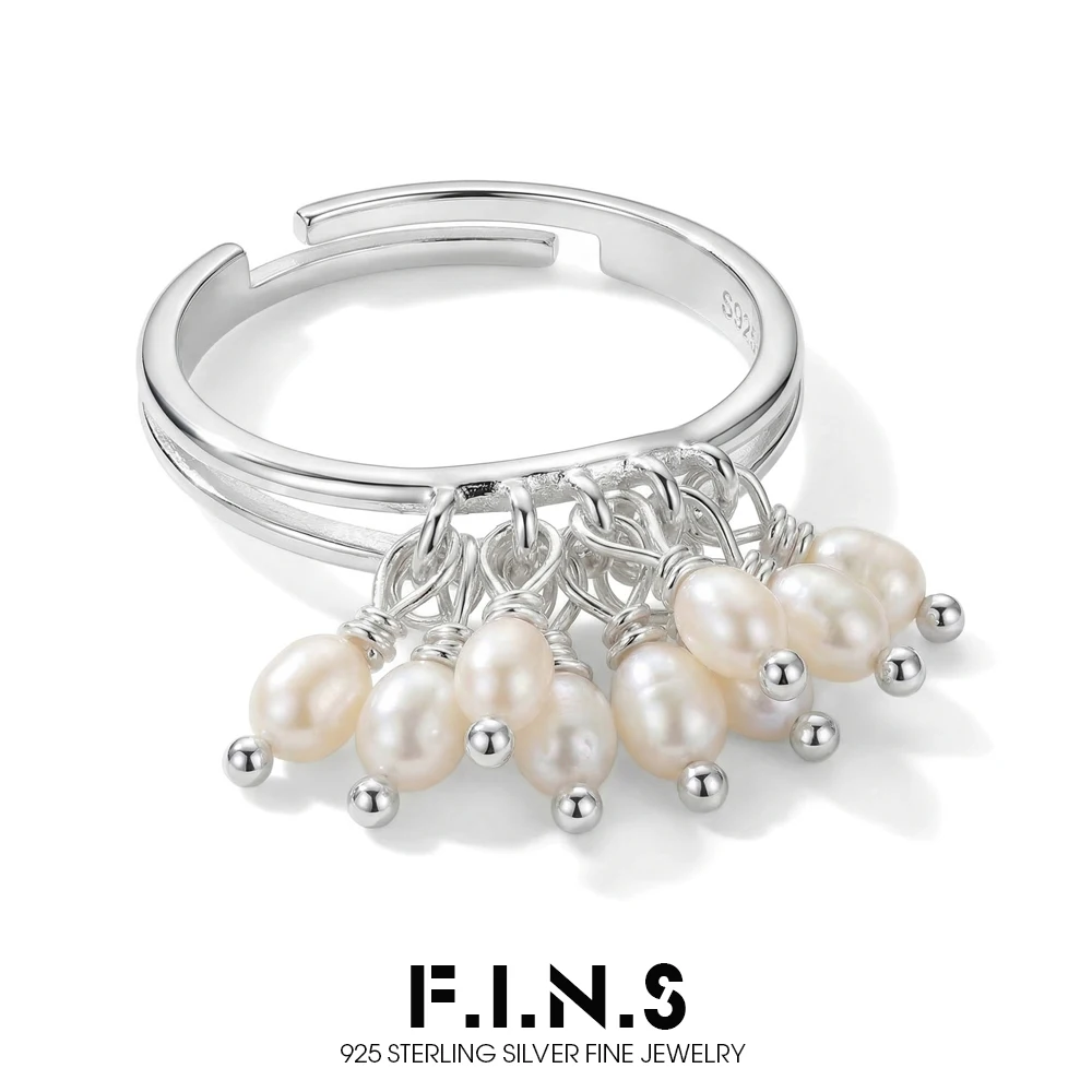 

F.I.N.S Original INS S925 Sterling Silver Ring Fashion Handmade Freshwater Pearl Beads Adjustable Index Mid Finger Fine Jewelry