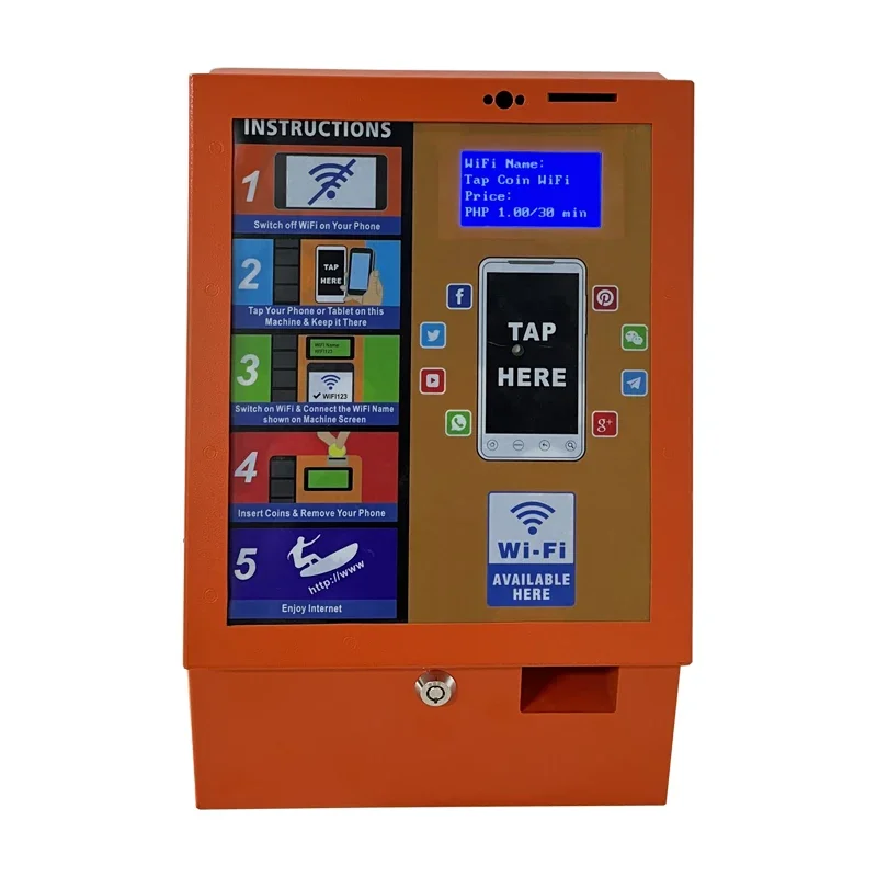 

Coin style WiFi hotspot self-service machine, rechargeable vending machine