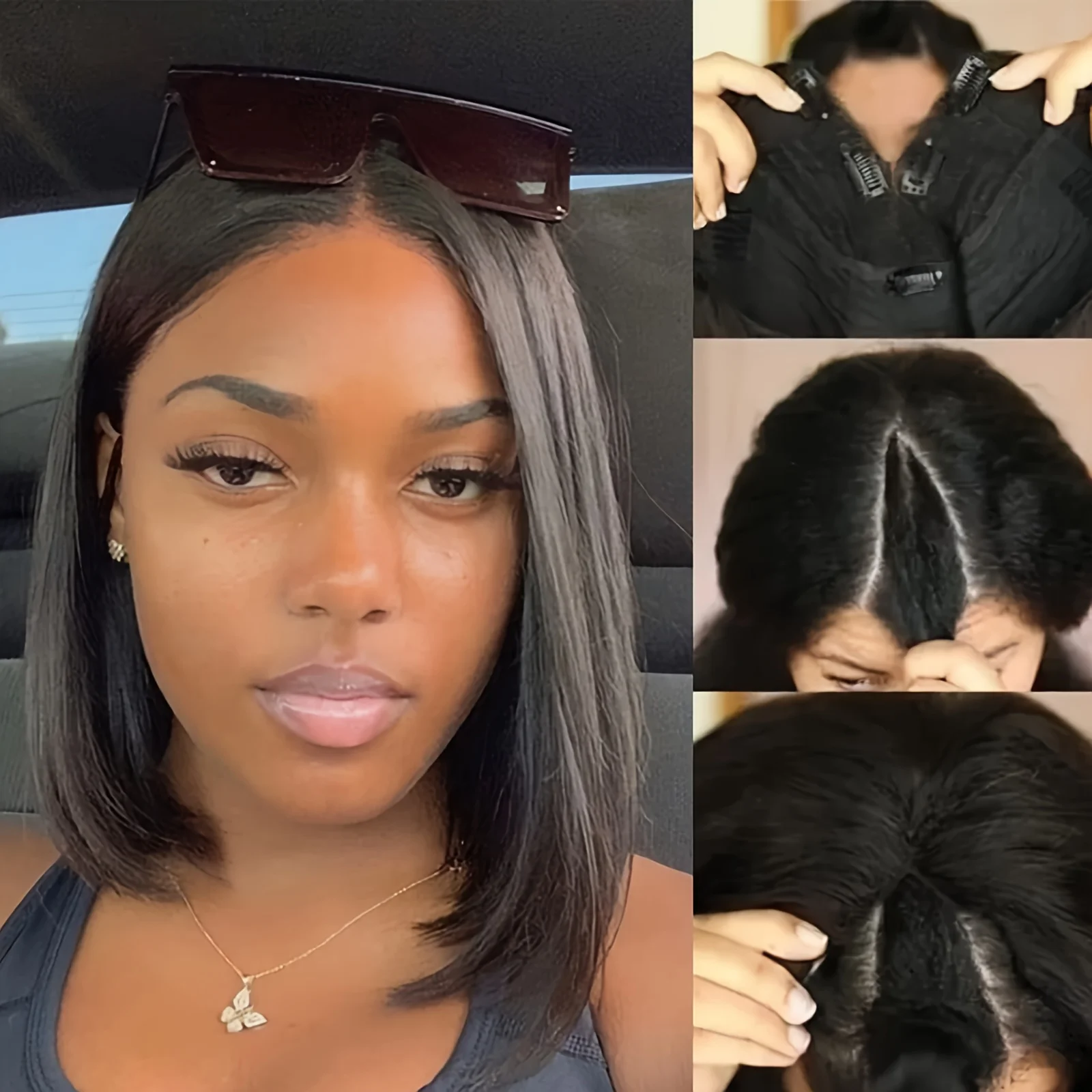 Straight Short Bob Wig V Part Bob Wigs No Leave Out No Glue Upgrade U Part Human Hair Wigs Brazilian Short 100% Wigs Human Hair