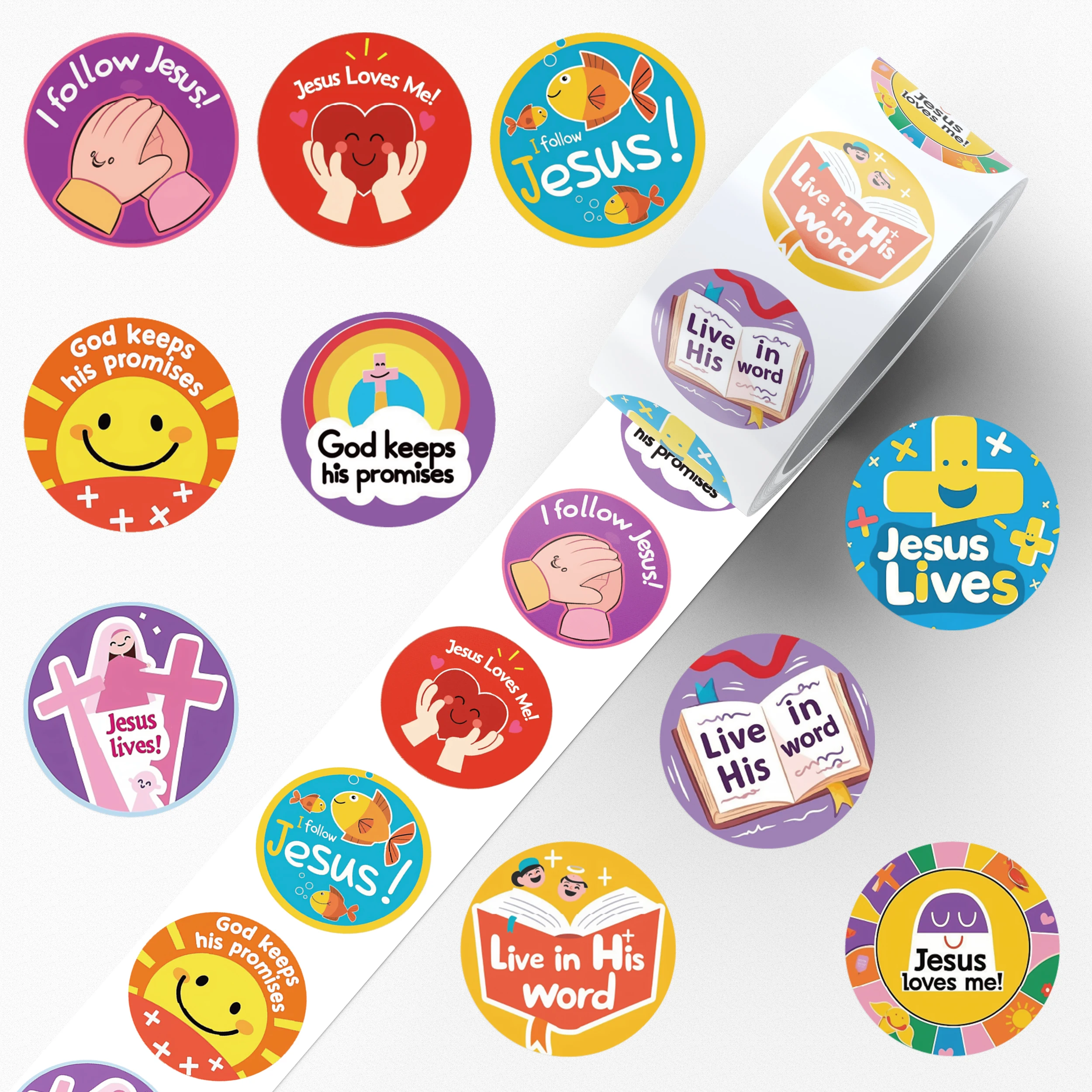 500pcs Cartoon Christian Symbols Roll Stickers Decals For Phone Letter Laptop Notebook Skateboard DIY Cartoon Graffiti Stickers