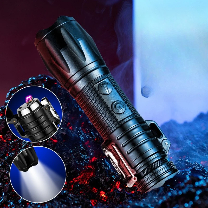 

Зажигалка для фонарика Самооборона с двойной дуговой зарядкой Прикуриватель Яркий