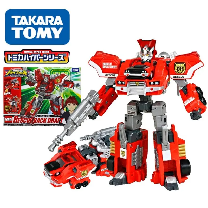 TAKARA TOMY DRIVE HEAD 02 Flame Buster 893745 Original Deformation Robot Action Figure Model Toys Figures for Children Kids