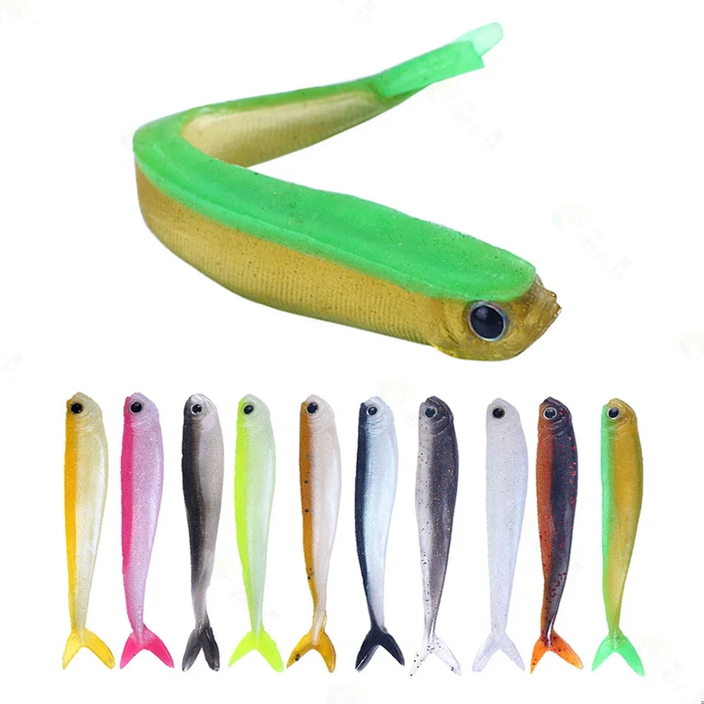 

Two-tone Split 10pcs 8.5cm 2.6g Soft Lures Silicone Bait Goods for Fishing Sea Fishing Pva Swimbait Wobblers Artificial Tackle