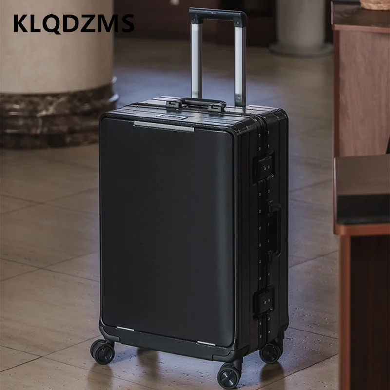 KLQDZMS Laptop Luggage Front Opening Boarding Case Aluminum Frame Trolley Case Multifunctional 20