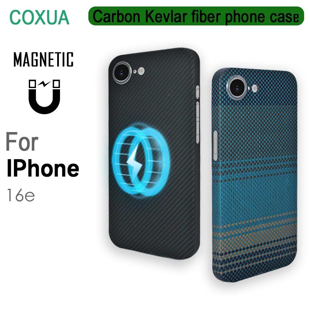 

100% Kevlar Aramid Carbon Fiber Case for iPhone 16e Magsafe Luxury Cover Magnetic Ultra-Thin Phone Back Case