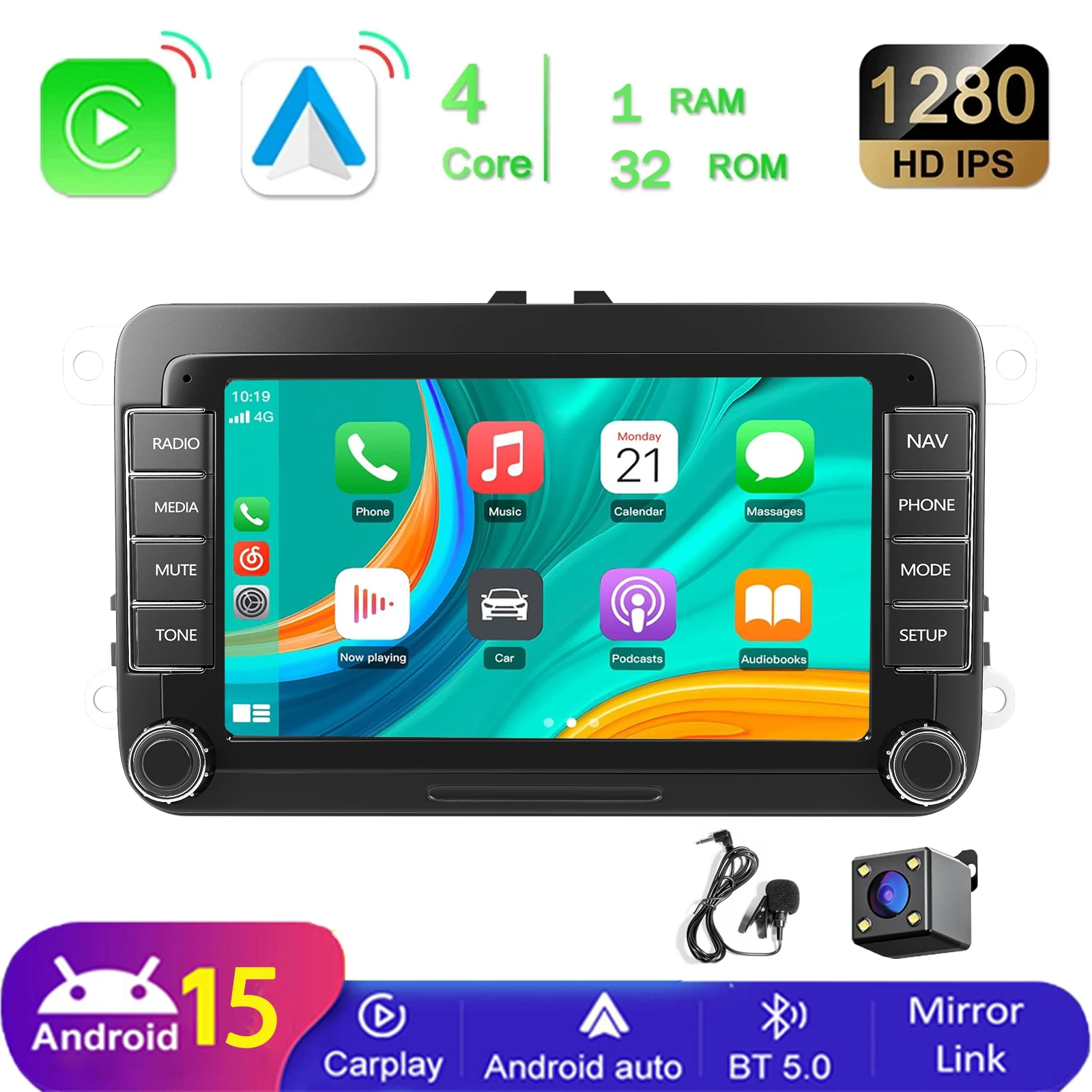 7 "9" CarPlay Android autoradio voor Volkswagen VW Golf Passat JETTA Skoda SEAT 2din GPS autoradio systeem