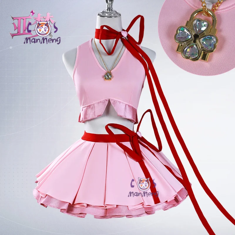 

Шуго Чара аниме Хинамори Аму карнавальный костюм на Хэллоуин, карнавал, сладкое розовое платье Лолиты, ожерелье, воротник, женская униформа, комплект