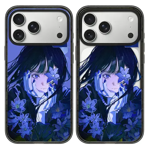 Anime Blue Flower Acrylic Magnetic Case: Compatible with IPhone 17 16 15 14 13 12 Pro Max 17 Air