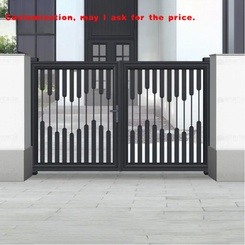 custom.High Quality Sliding Automatic Driveway Swing Garden Front Entrance Aluminum Fence Trellis Entra
