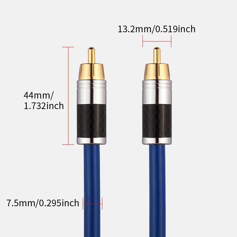 YYAUDIO HiFi Digital Audio Coaxial Cable OD7.0 Premium Stereo Audio Rca to Rca Male Coaxial Cable Speaker Hifi Subwoofer Cable A