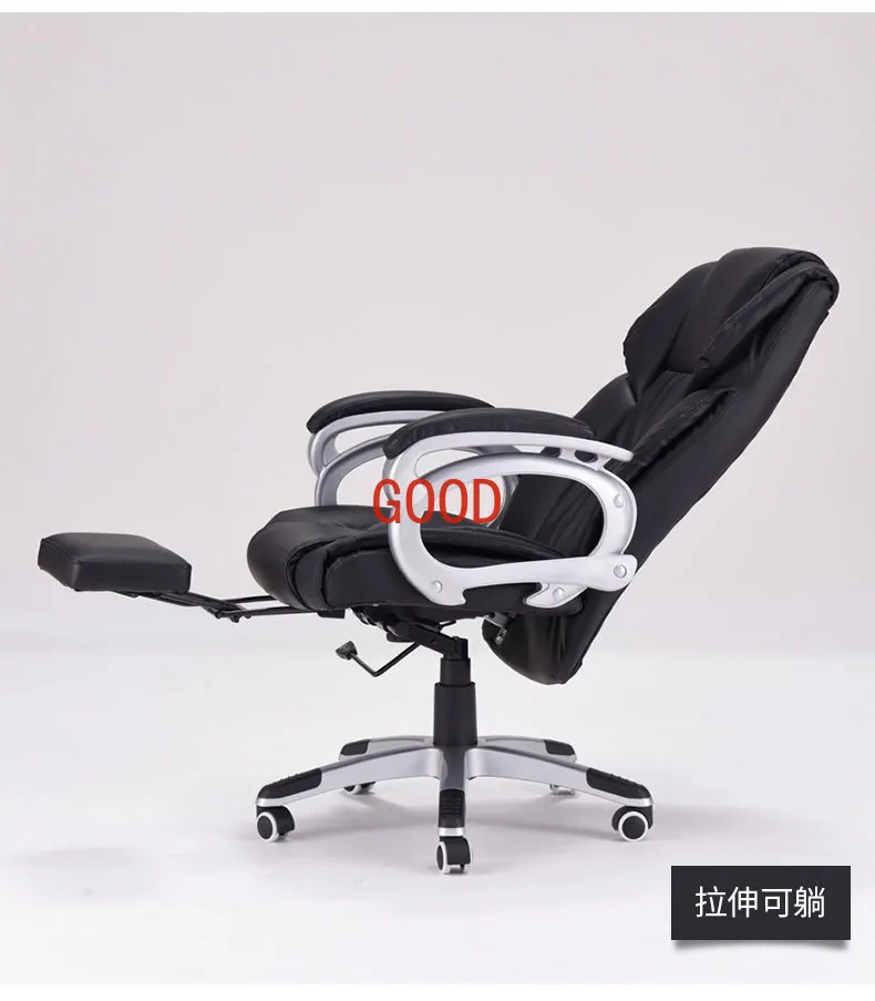 

Xl Cowhide Leather Executive Chair Fashion Computer Chair Footrest Home Office Chair